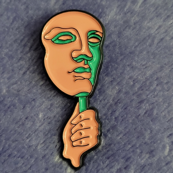 Pop Art Dramatic Mask Enamel Pin - Picture 8 of 10